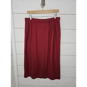 Vintage 70s/80s. No Label. Size 10 red wool straight long skirt